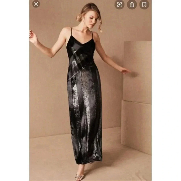 BHLDN Dresses & Skirts - NWT BHLDN Yumi Kim Pietra Black Velvet Midi Dress XS Formal Party Cocktail